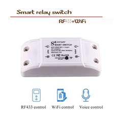 remote switch, WiFi &RF433, AC90-250V 10A, 1Gang wireless relay switch.Compatible with Alexa/Google Home,Voice Control,Timer Function.