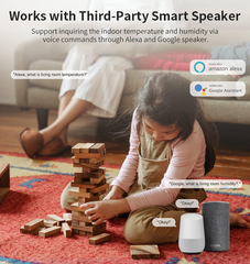 WiFi Temperature Humidity Sensor: Indoor Thermometer Hygrometer with App Alert, Free Data Storage Export, Smart Temperature Humidity Monitor for Home Pet Greenhouse, Compatible with Alexa (1-Pack)