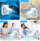 Portable Air Conditioner Fan, Mini Evaporative Air Cooler with 5 Spray Nozzles,3 Wind Speeds,3 Timers, 7 Colors LED Light,600ML Personal AC Unit Fan for Bedroom Office Camping(White)