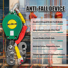 Anti-Fall Device Self Retracting Lifeline Safety Fall Arrester Speed Differential Self-Locking Fall Arrester 3/10m