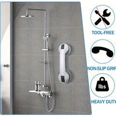 Two Bathroom Safety Grab Bars with Non-Slip Grips, Made of Durable Plastic, Sturdy And Stable, Featuring a Strong Suction Cup