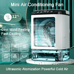 Portable Home Air Conditioner, Desk Fan with Dual Ultrasonic Atomization, 3 Speeds, Quiet, with Night Light,Desktop air conditio