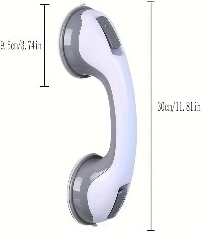 Suction Grab Bars for Shower, Safety Handle Support for Bathroom (1, Gray, 12in)