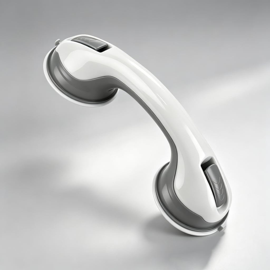Suction Grab Bars for Shower, Safety Handle Support for Bathroom (1, Gray, 12in)
