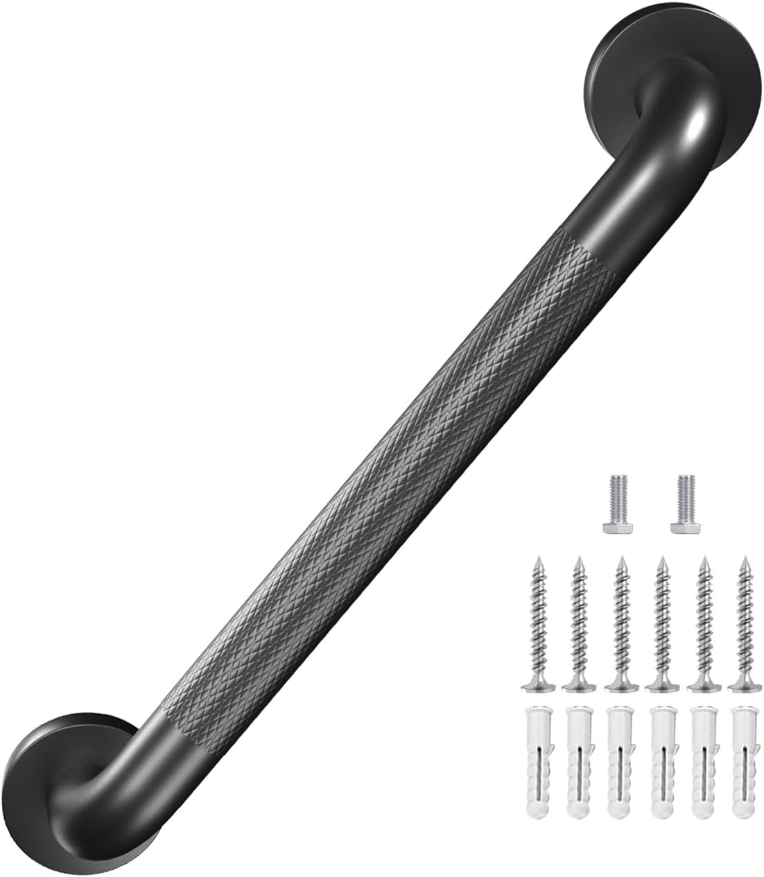 Metal Industrial Stairs Grab Wall Handrail Staircase Steps Indoor Exterior Outdoor Deck Hand Rail Safety Grab Bar (Matte Black) Handle for Stairs Bars Wall Elderly Grab Frame Pipe (12 Inch 1 Pack)