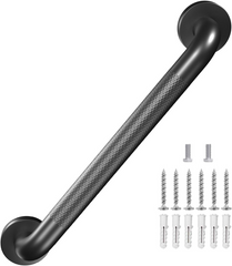 Metal Industrial Stairs Grab Wall Handrail Staircase Steps Indoor Exterior Outdoor Deck Hand Rail Safety Grab Bar (Matte Black) Handle for Stairs Bars Wall Elderly Grab Frame Pipe (12 Inch 1 Pack)