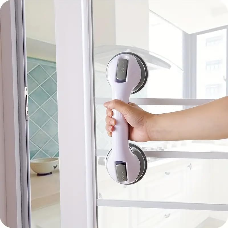 Suction Grab Bars for Shower, Safety Handle Support for Bathroom (1, Gray, 12in)