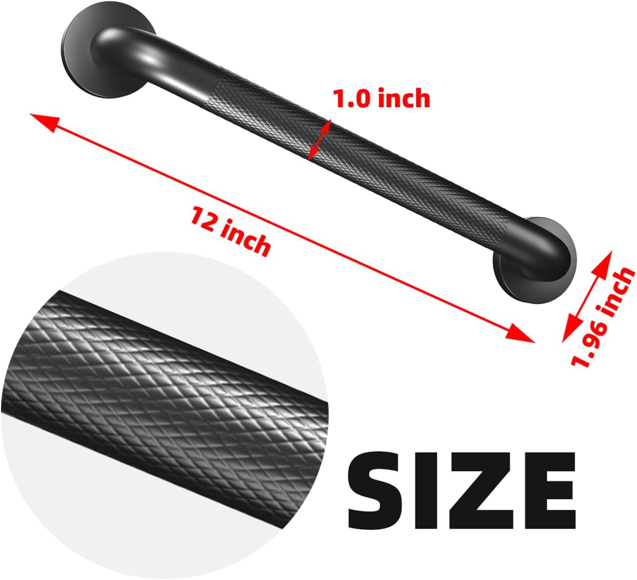Metal Industrial Stairs Grab Wall Handrail Staircase Steps Indoor Exterior Outdoor Deck Hand Rail Safety Grab Bar (Matte Black) Handle for Stairs Bars Wall Elderly Grab Frame Pipe (12 Inch 1 Pack)
