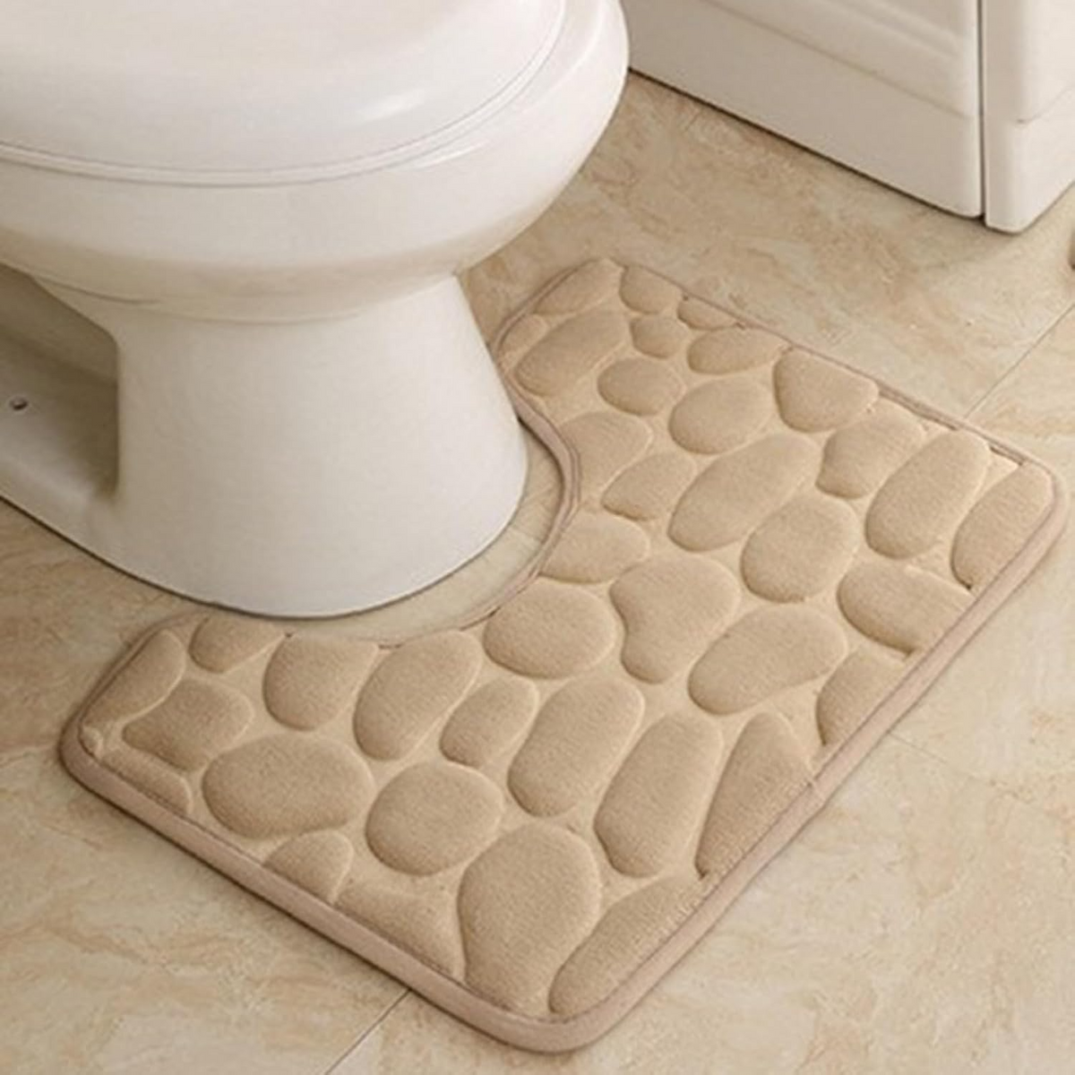 Toilet Rugs, U-Shaped Non-Slip Bath Mat Extra Soft Absorbent Bathroom Rugs Machine Washable Floor Carpet Commode Potty Training Mats for Tub Shower, Vanity & Toilet Base - Dry Quickly(20''x16'')