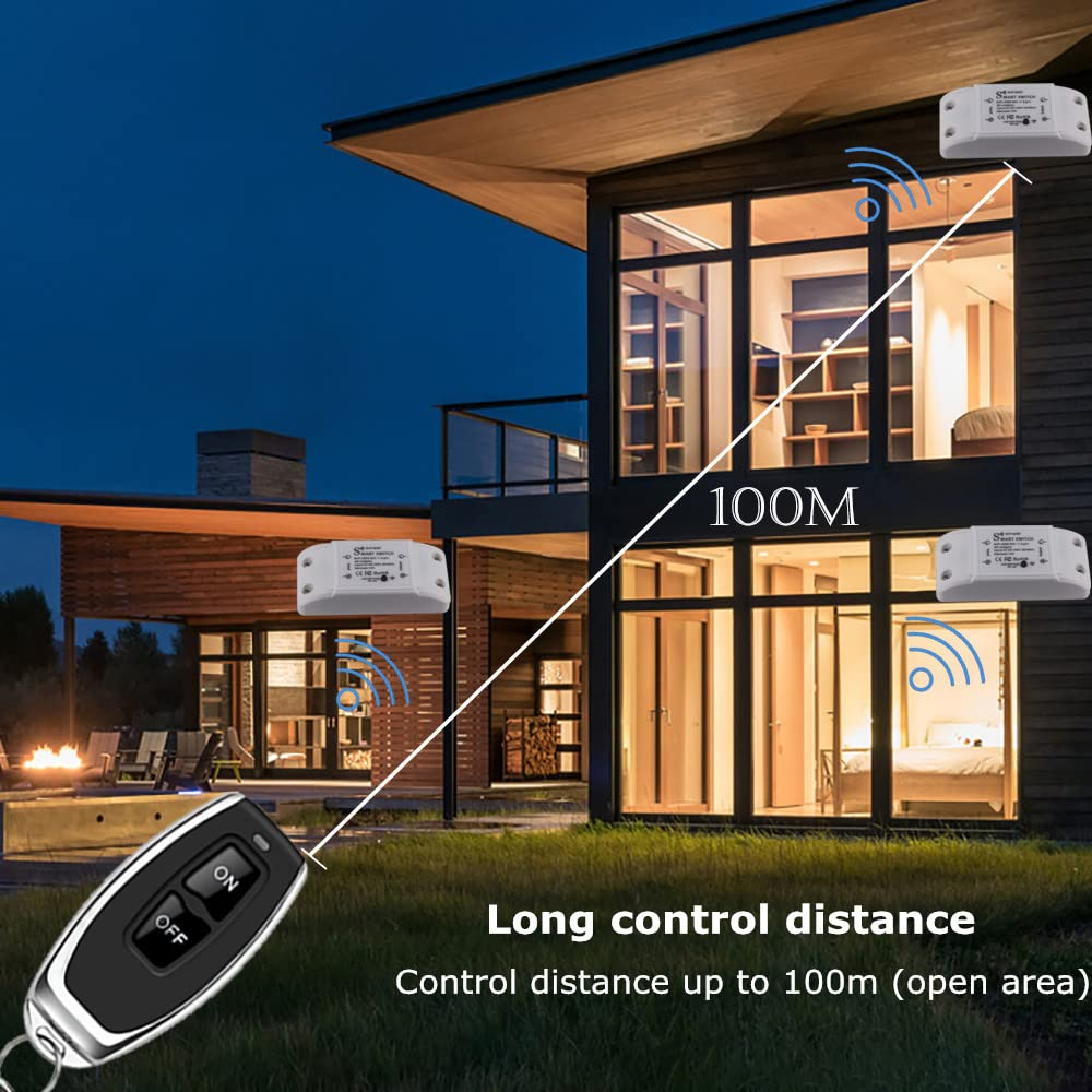 remote switch, WiFi &RF433, AC90-250V 10A, 1Gang wireless relay switch.Compatible with Alexa/Google Home,Voice Control,Timer Function.