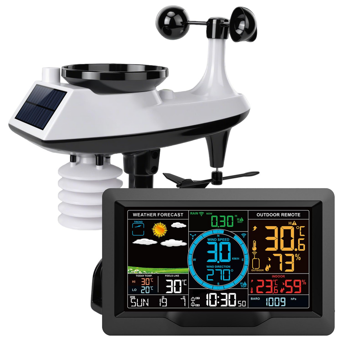 Wireless Weather Station with Outdoor Sensor, 10-in-1 Weather Monitor