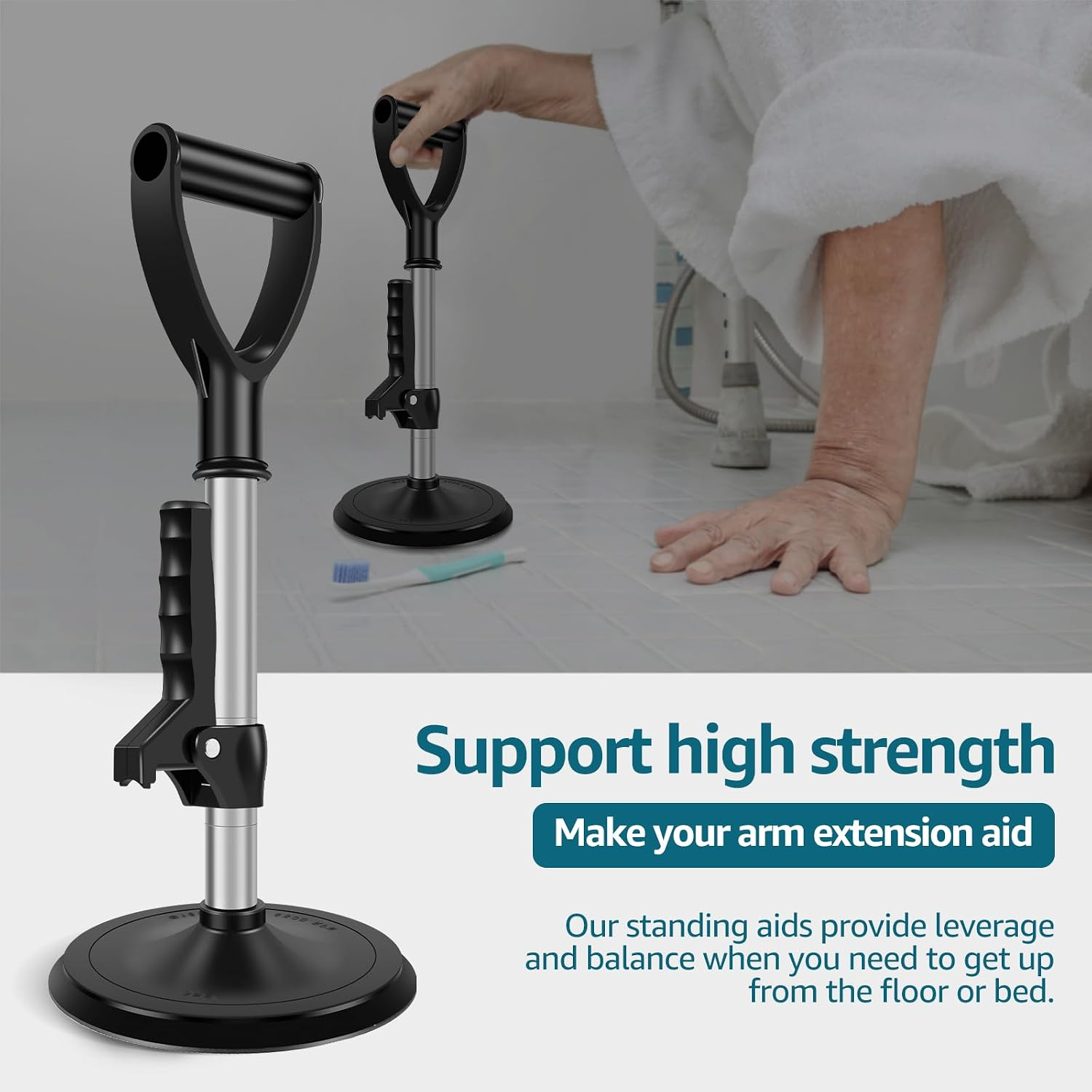 US Mobility Aids Tool Height Adjustable Stand Assist Aid 6 inch Base Standing Aids Support Nonslip Mobility Assist Tool Lift Assist Device for Daily Living Aids Elderly(black)