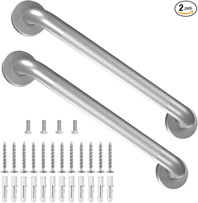 Metal Industrial Stairs Grab Wall Handrail Staircase Steps Indoor Exterior Outdoor Deck Hand Rail Safety Grab Bar (Matte Black) Handle for Stairs Bars Wall Elderly Grab Frame Pipe (12 Inch 1 Pack)