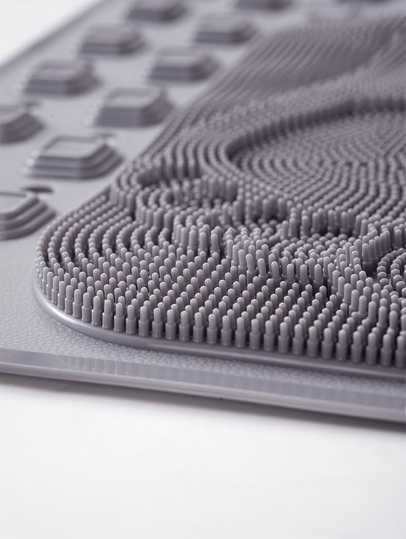 Bath Mat for Tub Non Slip: Bath Tub Shower Mat with Soft Shower Foot Scrubber Mat for Massage│Big Drain Holes Shower Mats for Inside Shower│Machine Washable