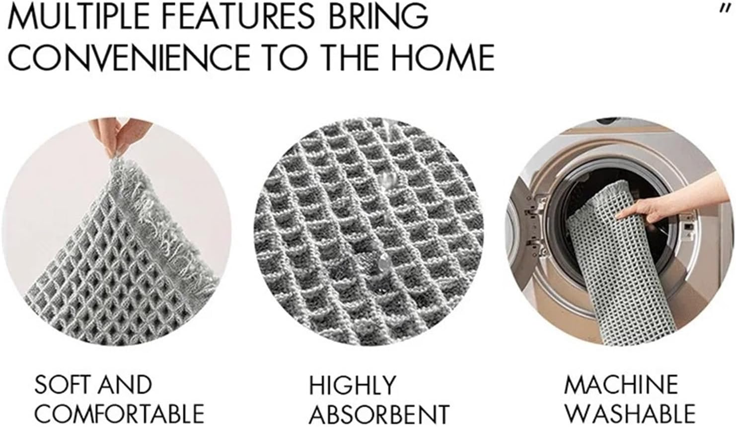 Bathroom Mat Woven Floor Mat Absorbent Carpet Household Toilet Non-Slip Foot Mat Bathroom Door Mat(Brown,43x61cm)