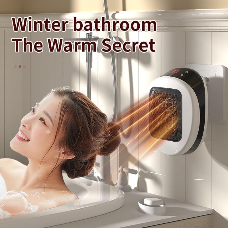 Portable Plug In Space Heater, 600W, Small Wall Heater for Indoor Use, Remote, 12H Timer, ECO Mode, Overheat Protection, Fast and Safe Heat for Bathroom Office Bedroom Home
