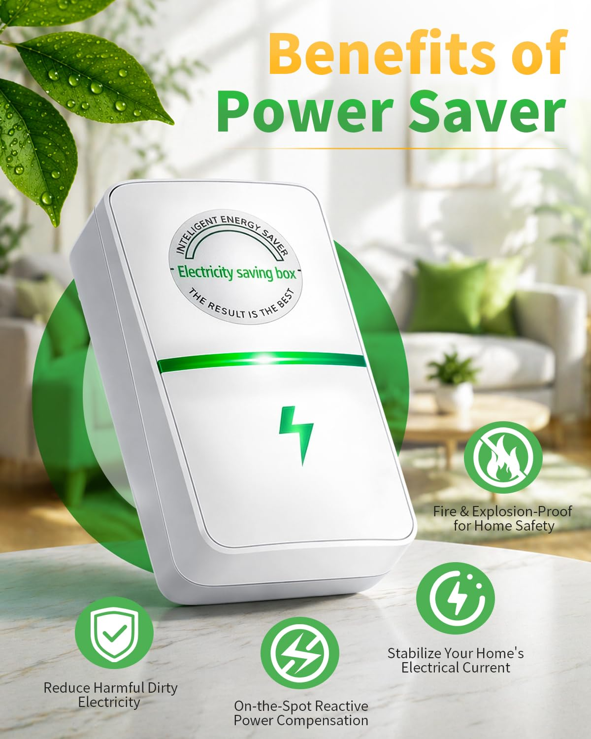 1PC Power Plug Pro Energy Saver 2026 Updated New Stop Watt Energy Saving Device Intelligent Electricity Electric Saving Box Smart Plug in Power Box Power Factor Saver Household Power Plug-in