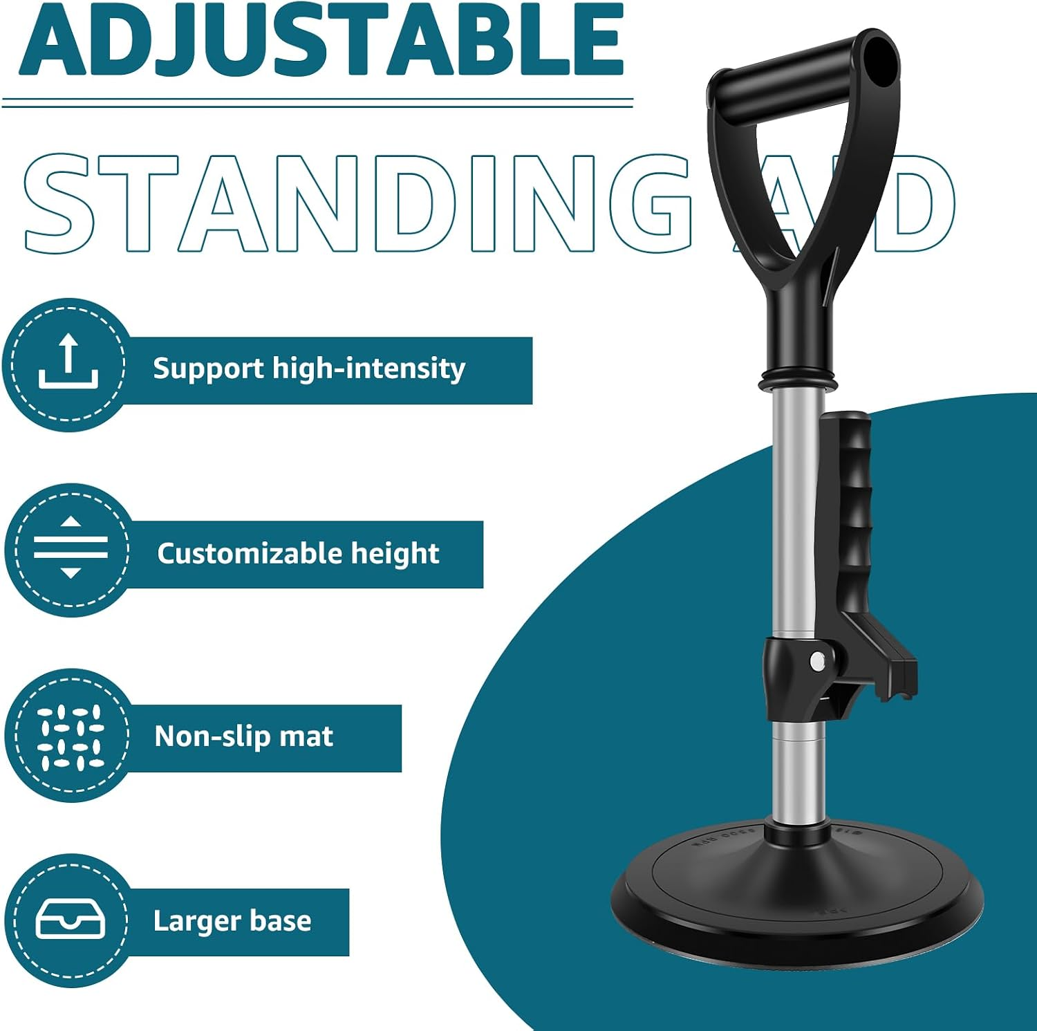 US Mobility Aids Tool Height Adjustable Stand Assist Aid 6 inch Base Standing Aids Support Nonslip Mobility Assist Tool Lift Assist Device for Daily Living Aids Elderly(black)