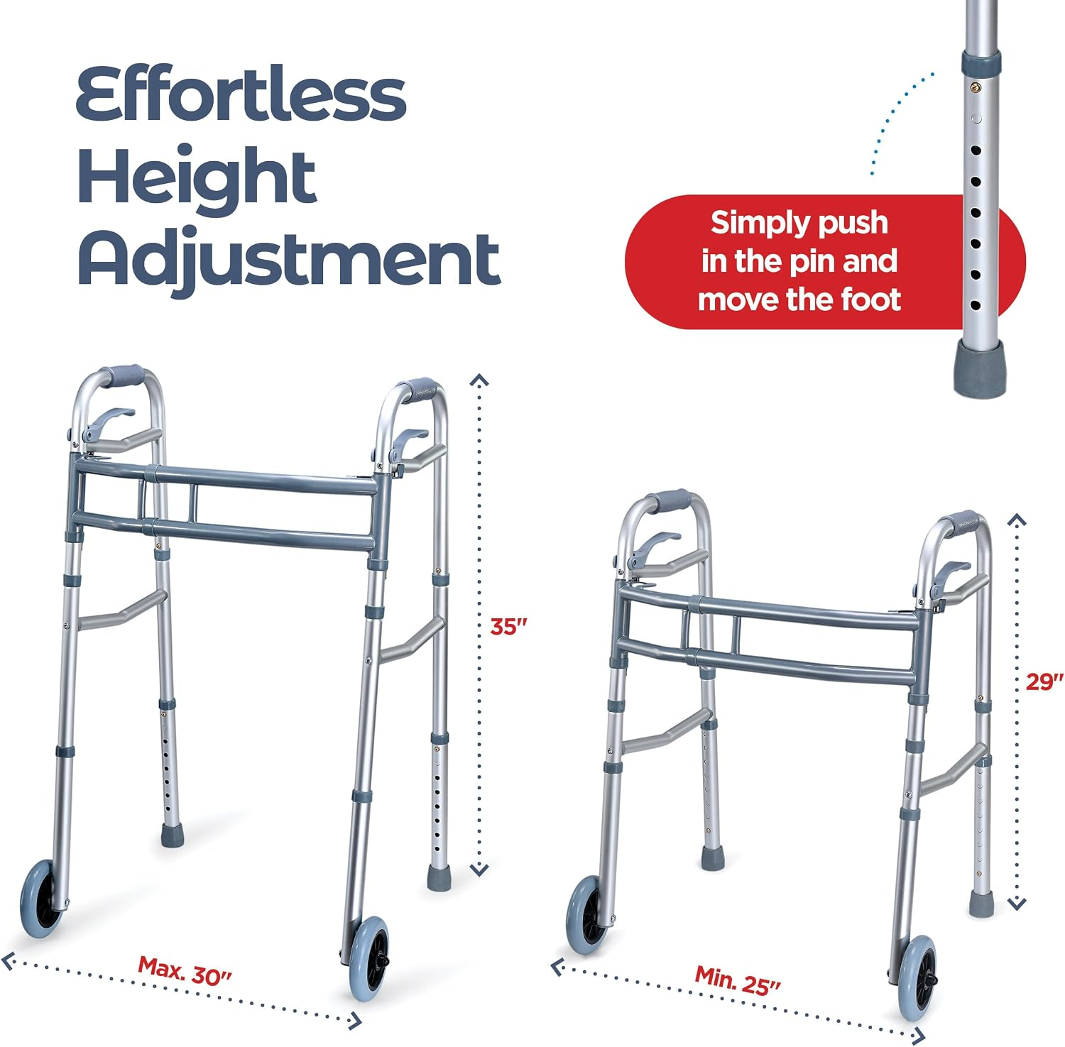 Walkers for Seniors Aluminum Lightweight Walker with Wheels,