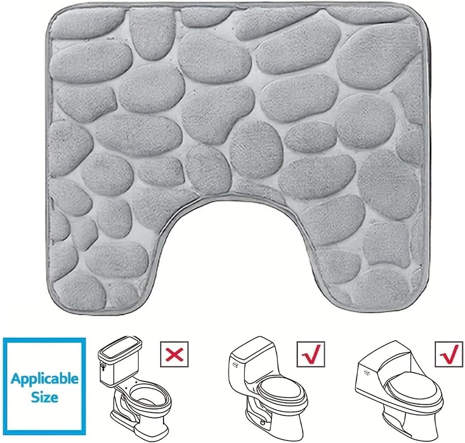 Toilet Rugs, U-Shaped Non-Slip Bath Mat Extra Soft Absorbent Bathroom Rugs Machine Washable Floor Carpet Commode Potty Training Mats for Tub Shower, Vanity & Toilet Base - Dry Quickly(20''x16'')