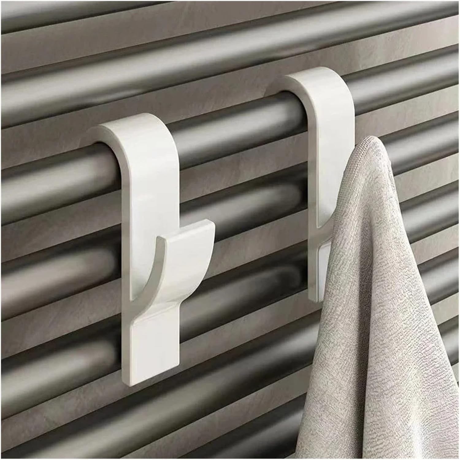 6PCS Bathroom Shower Towel Holder Hanger Heated Radiator Rail Hooks Clips Storage Racks Clothes Scarf Hanger Hooks