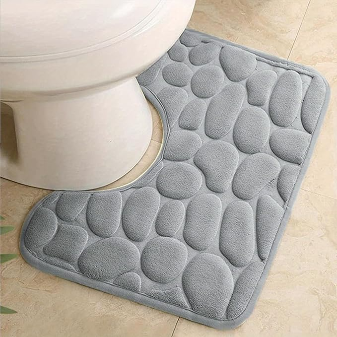 Toilet Rugs, U-Shaped Non-Slip Bath Mat Extra Soft Absorbent Bathroom Rugs Machine Washable Floor Carpet Commode Potty Training Mats for Tub Shower, Vanity & Toilet Base - Dry Quickly(20''x16'')