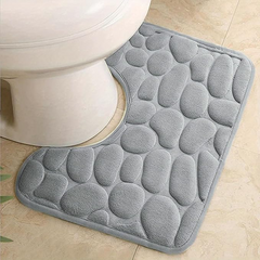 Toilet Rugs, U-Shaped Non-Slip Bath Mat Extra Soft Absorbent Bathroom Rugs Machine Washable Floor Carpet Commode Potty Training Mats for Tub Shower, Vanity & Toilet Base - Dry Quickly(20''x16'')