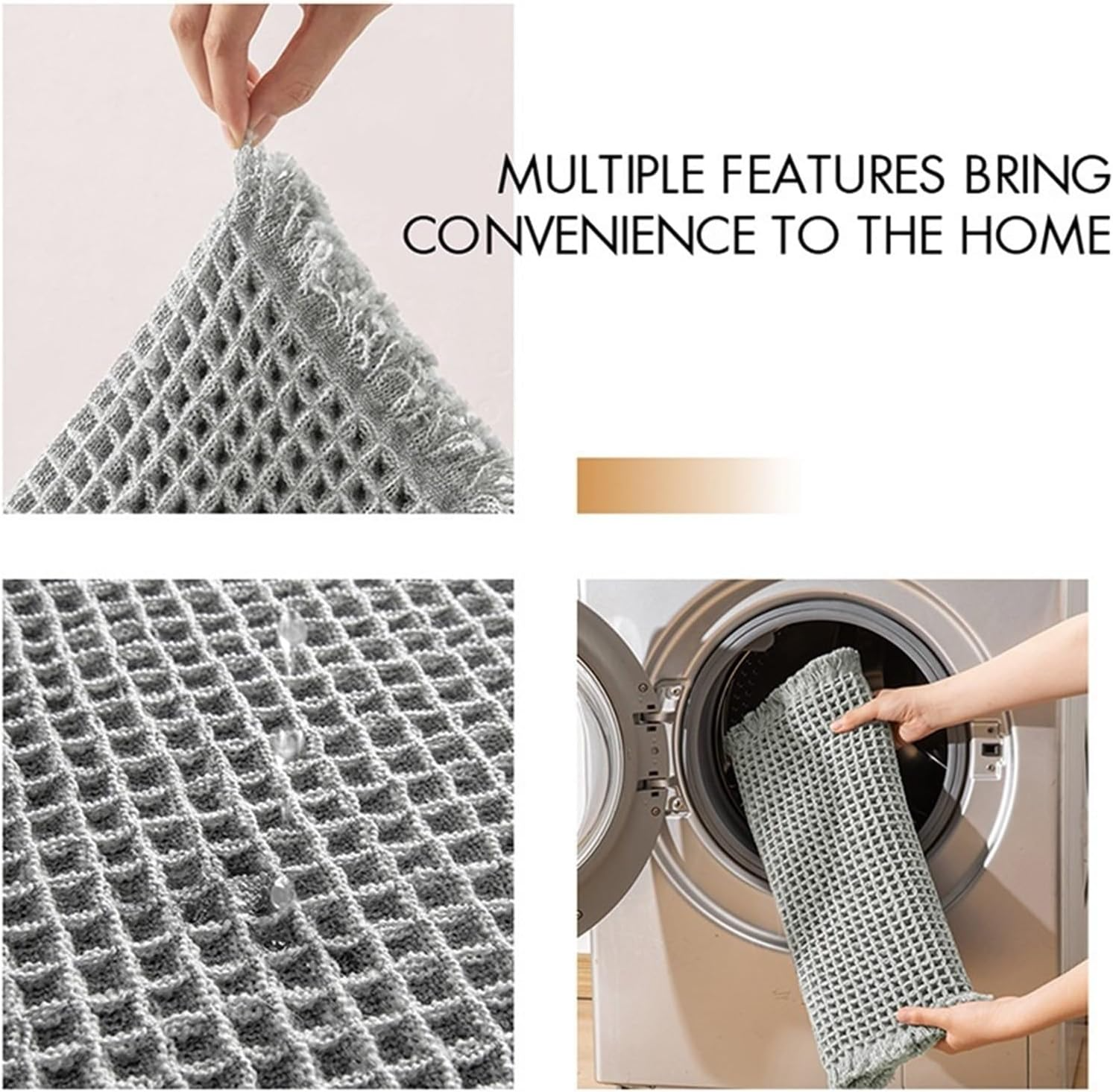Bathroom Mat Woven Floor Mat Absorbent Carpet Household Toilet Non-Slip Foot Mat Bathroom Door Mat(Brown,43x61cm)