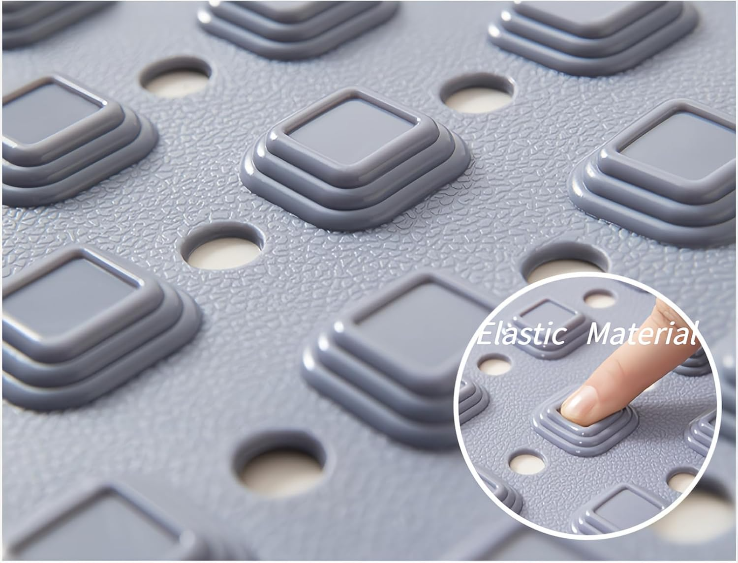 Bath Mat for Tub Non Slip: Bath Tub Shower Mat with Soft Shower Foot Scrubber Mat for Massage│Big Drain Holes Shower Mats for Inside Shower│Machine Washable