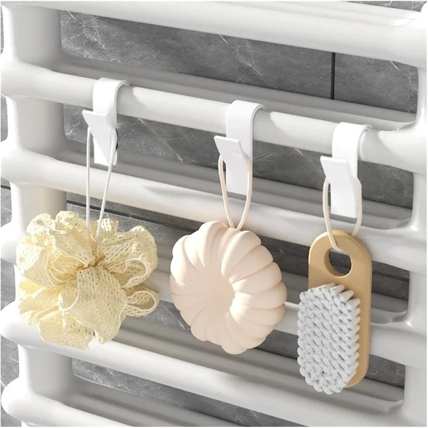 6PCS Bathroom Shower Towel Holder Hanger Heated Radiator Rail Hooks Clips Storage Racks Clothes Scarf Hanger Hooks