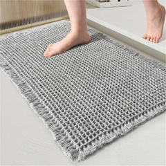 Bathroom Mat Woven Floor Mat Absorbent Carpet Household Toilet Non-Slip Foot Mat Bathroom Door Mat(Brown,43x61cm)