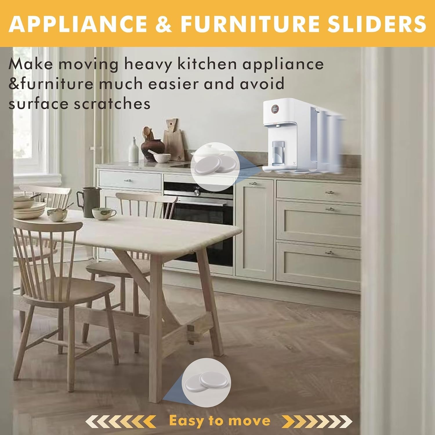 Furniture Sliders 1 inch, 24pcs Self Adhesive Appliance Sliders for Kitchen Appliances,Best Countertop & Floor Protector for Furniture