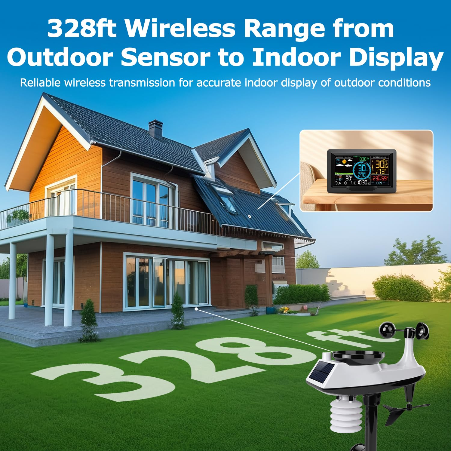 Wireless Weather Station with Outdoor Sensor, 10-in-1 Weather Monitor