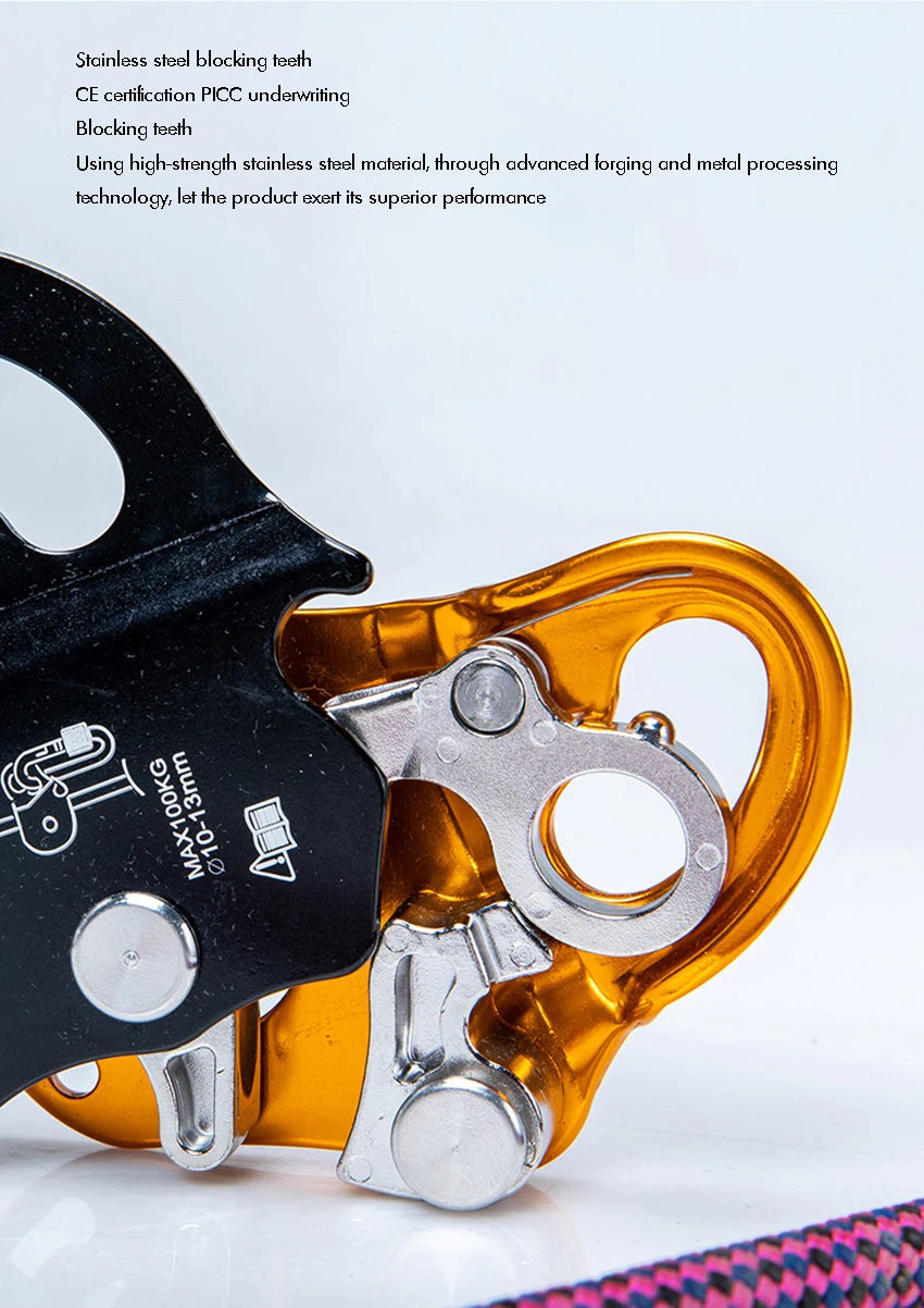 Rock Climb Asending & Descending Safety Equipment Ascender Removable Rope Gripper Automatic Lock Anti Fall Protctive Gear