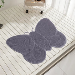 Bathroom Safety Floor Mat Anti Slip Suction Cup Bath Mat Shower Foot Scrubber Massage Pad for Exfoliating - Fish Bear Butterfly