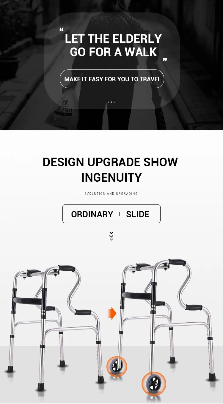 Folding Mobility Frame Medical Walker Foldable Walking Aids Aluminium Alloy Portable Walker Aids for Elderly