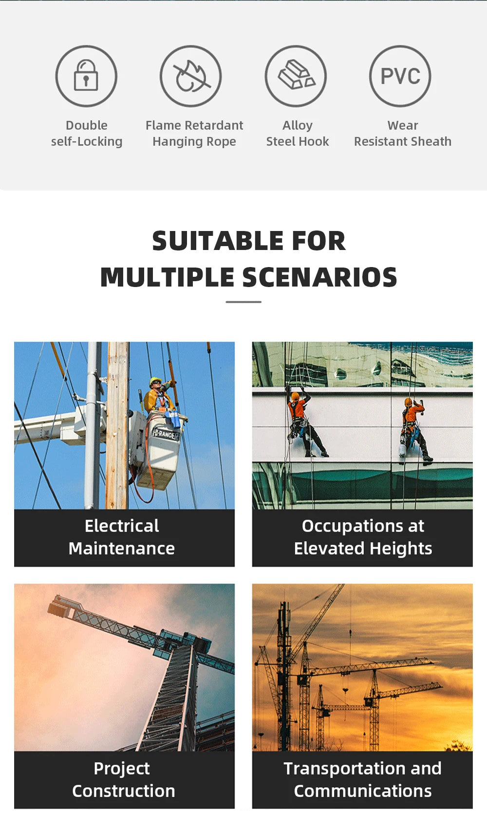 Anti-Fall Device Self Retracting Lifeline Safety Fall Arrester Speed Differential Self-Locking Fall Arrester 3/10m