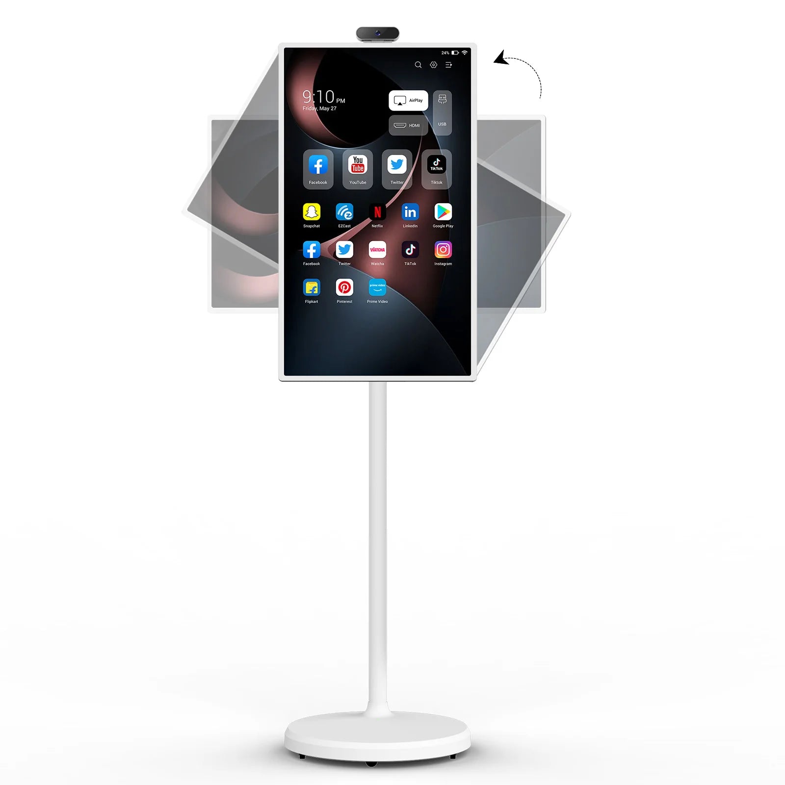 Smart Home Fitness Entertainment Movable Charging Screen Built-In Dual Speaker High-Definition Camera Smart Interactive Displays
