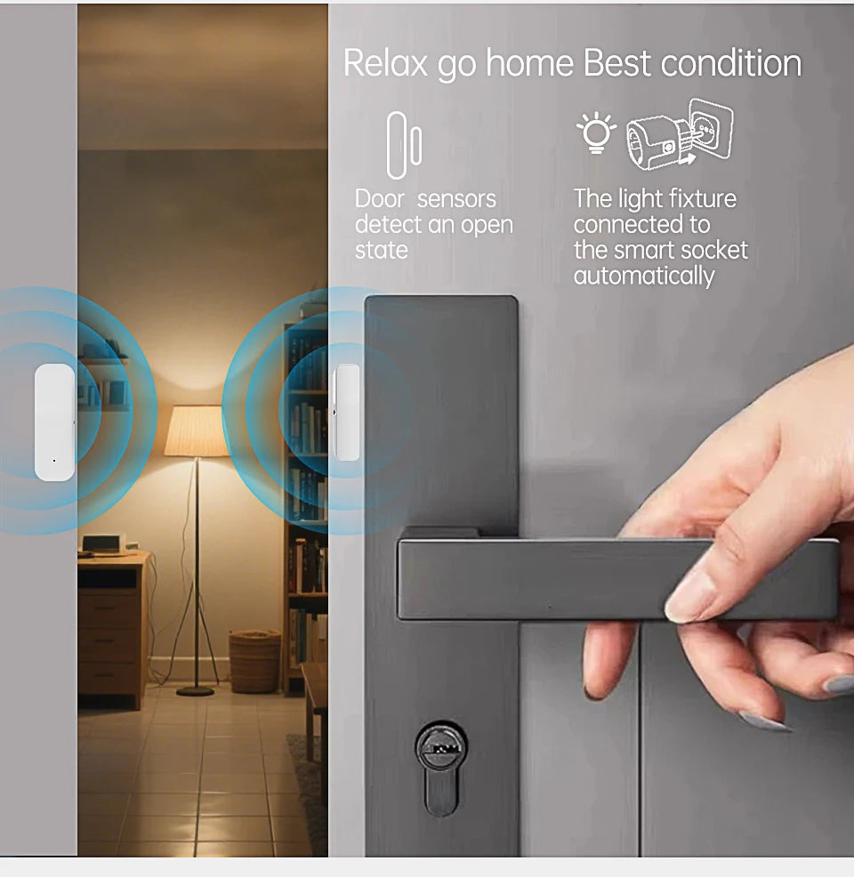 Smart socket&door and window sensor set,Auto On/Off Lighting Linkage,App Remote Control Smart Home Automation Set