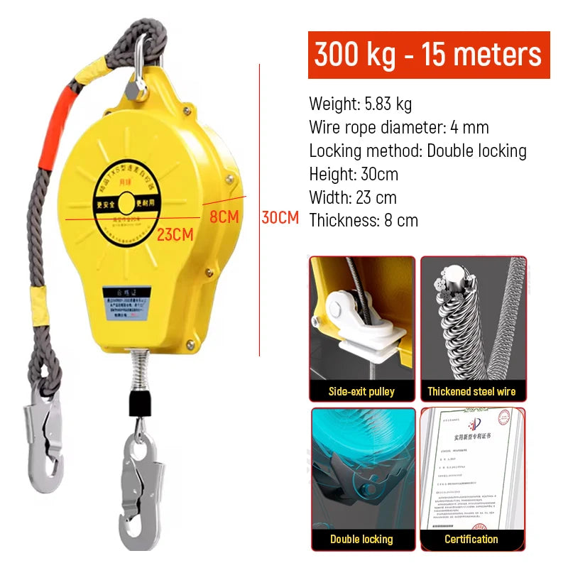 Fall Protection Device Retractable Fall Arrester for Workers Industrial Self Retracting Safety Lifeline for Climbing and Repair
