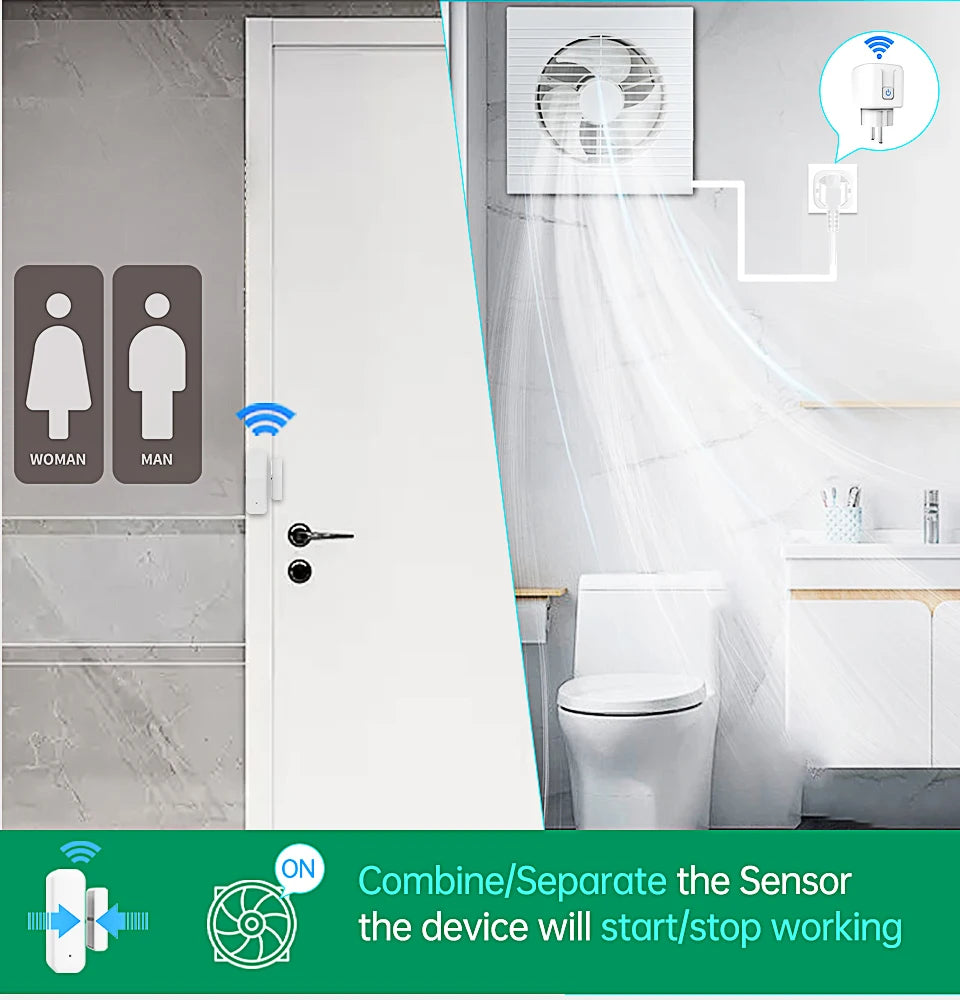 Smart socket&door and window sensor set,Auto On/Off Lighting Linkage,App Remote Control Smart Home Automation Set