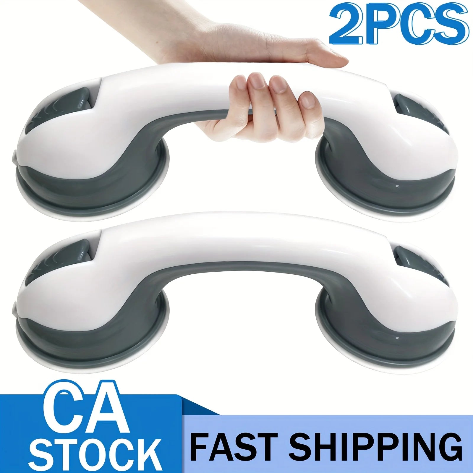 Two Bathroom Safety Grab Bars with Non-Slip Grips, Made of Durable Plastic, Sturdy And Stable, Featuring a Strong Suction Cup