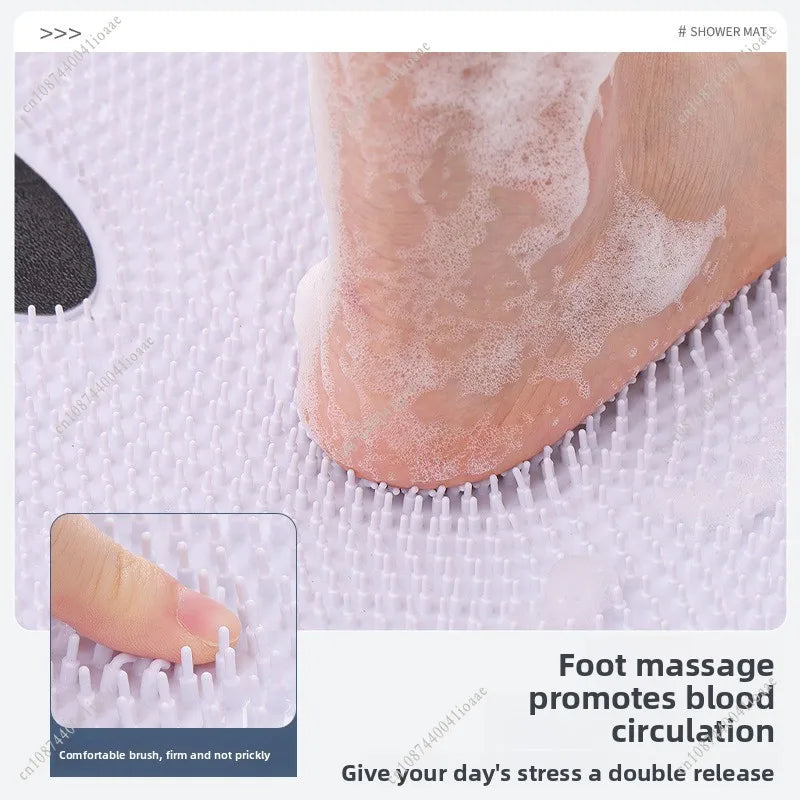Bathroom Safety Floor Mat Anti Slip Suction Cup Bath Mat Shower Foot Scrubber Massage Pad for Exfoliating - Fish Bear Butterfly