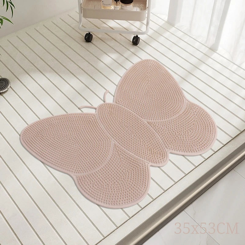 Bathroom Safety Floor Mat Anti Slip Suction Cup Bath Mat Shower Foot Scrubber Massage Pad for Exfoliating - Fish Bear Butterfly