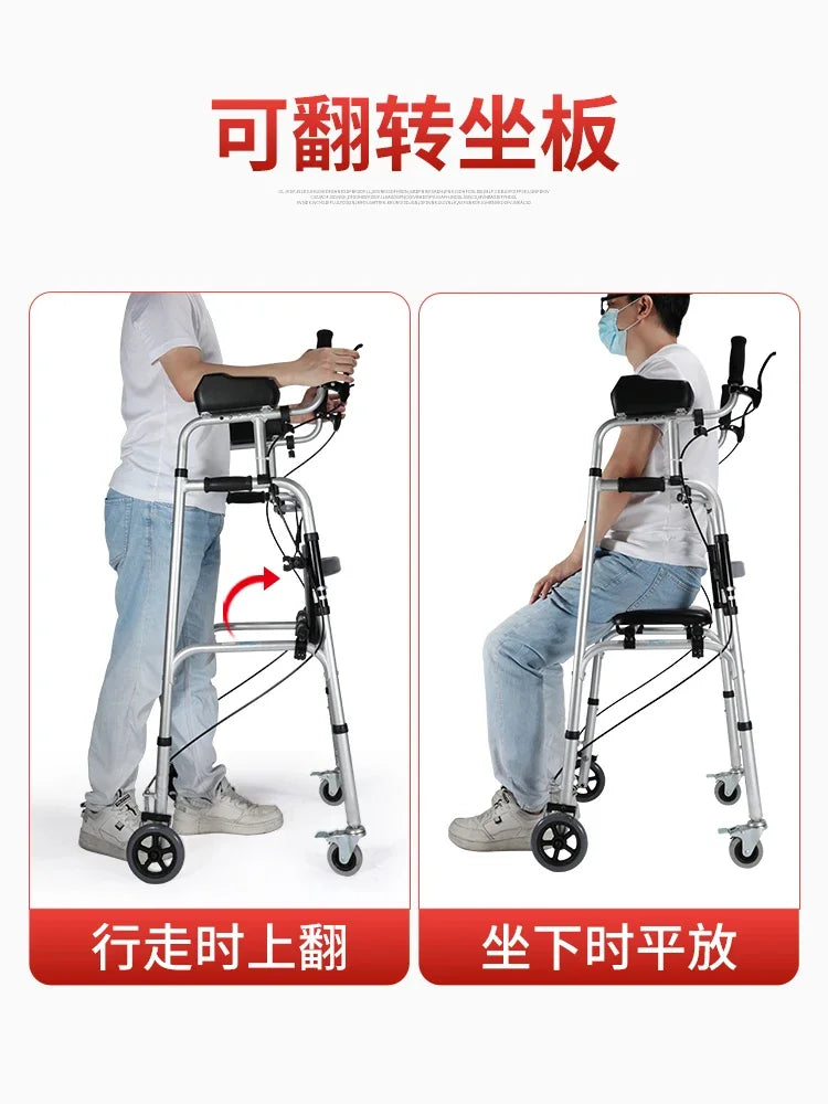 Walking Aid for the Disabled Four-Legged Elderly Walking Aids Auxiliary Walking Inconvenient Trolley Multifunctional
