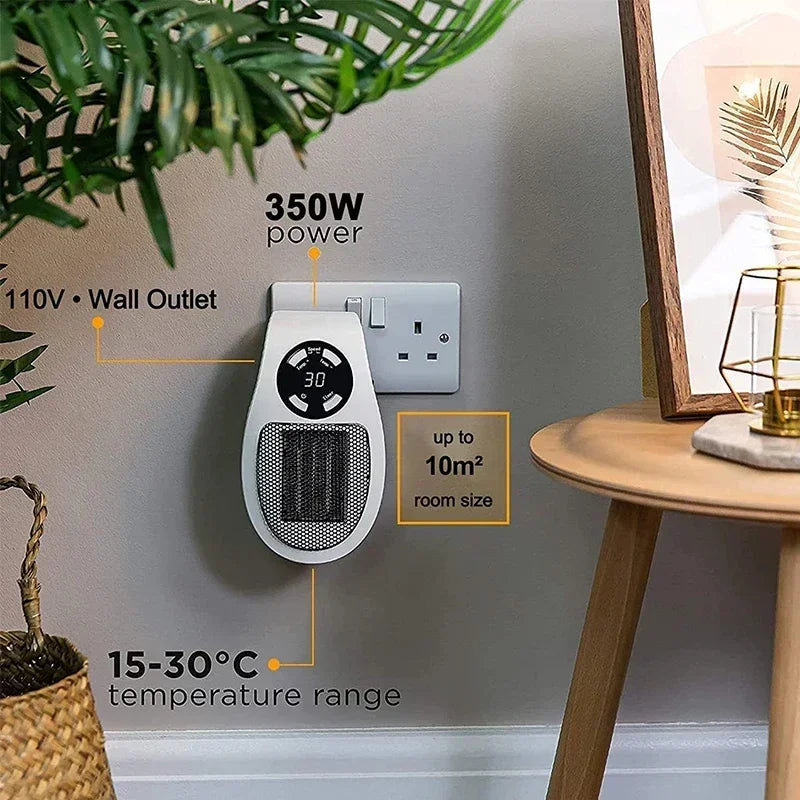 Remote Control Wall Mounted 350W Portable Electric Heater Convenient Room Heater Winter Heating Home Appliance