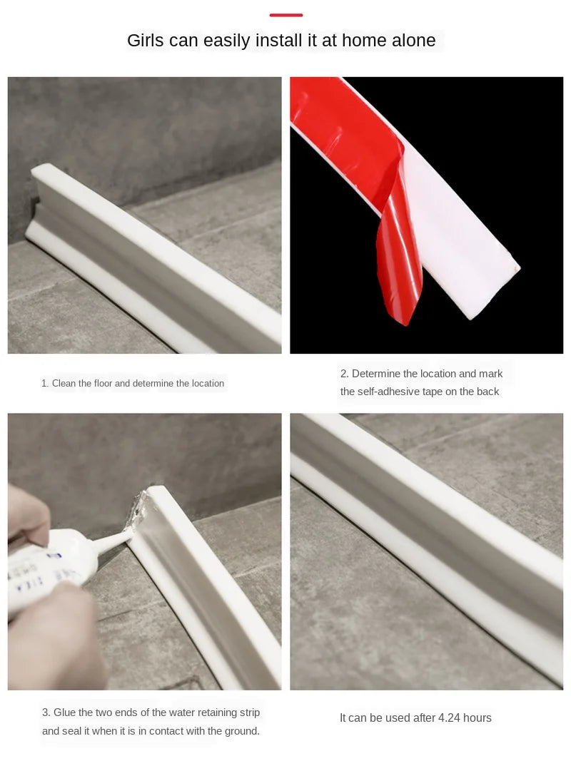 Bathroom Floor Water Stopper Collapsible Shower Threshold Bath Home Kitchen  Water Dam Retention Wet Separation door seal