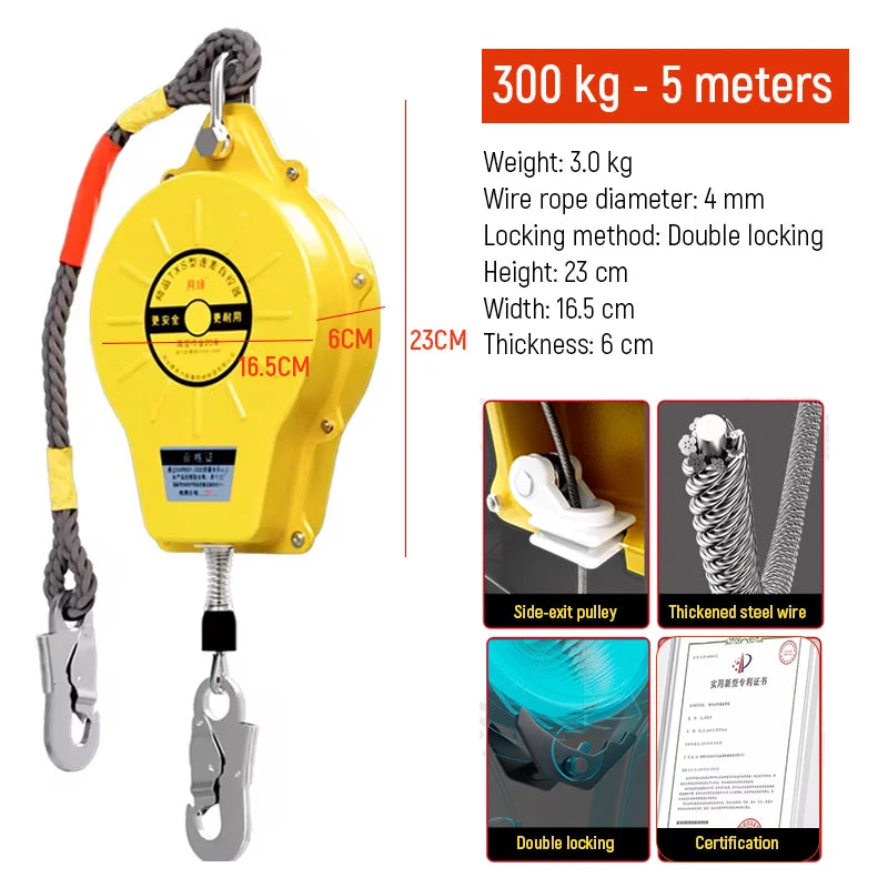 Fall Protection Device Retractable Fall Arrester for Workers Industrial Self Retracting Safety Lifeline for Climbing and Repair