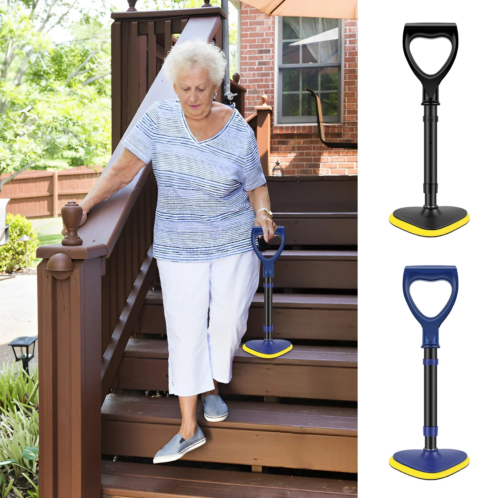 Standing Aid 5 Gear Height Adjustable Standing Assist Devices Non-Slip Mobility Support Stick for Seniors Elderly Walking Helper