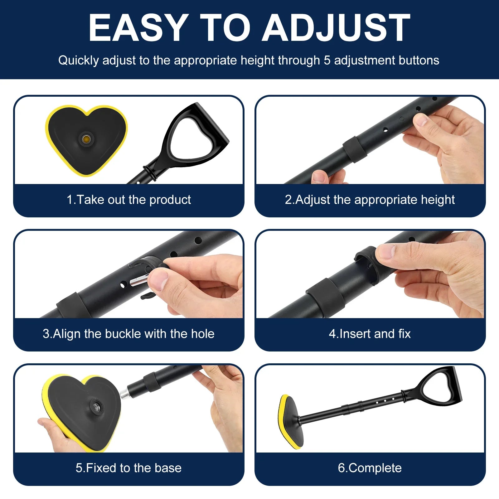 Standing Aid 5 Gear Height Adjustable Standing Assist Devices Non-Slip Mobility Support Stick for Seniors Elderly Walking Helper